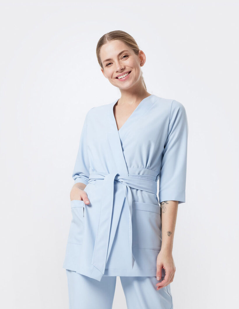 Tunika kopertowa damska Soft+ Baby blue