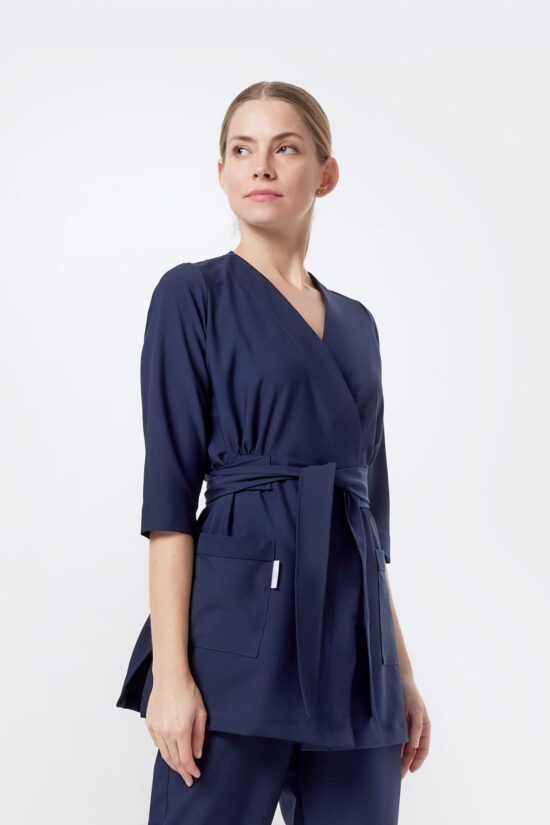 Tunika kopertowa damska Soft+ Dark navy