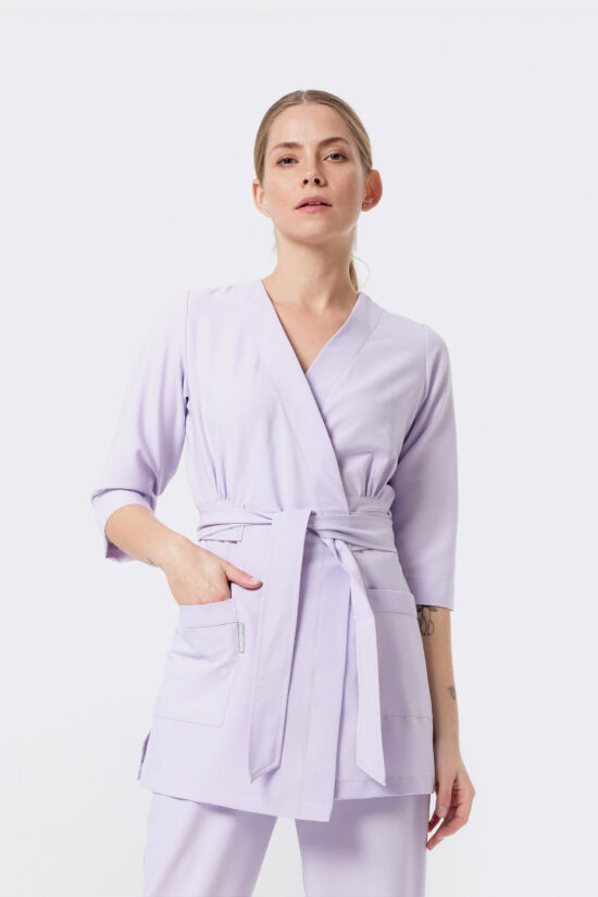 Tunika kopertowa damska Soft+ Pastel lilac
