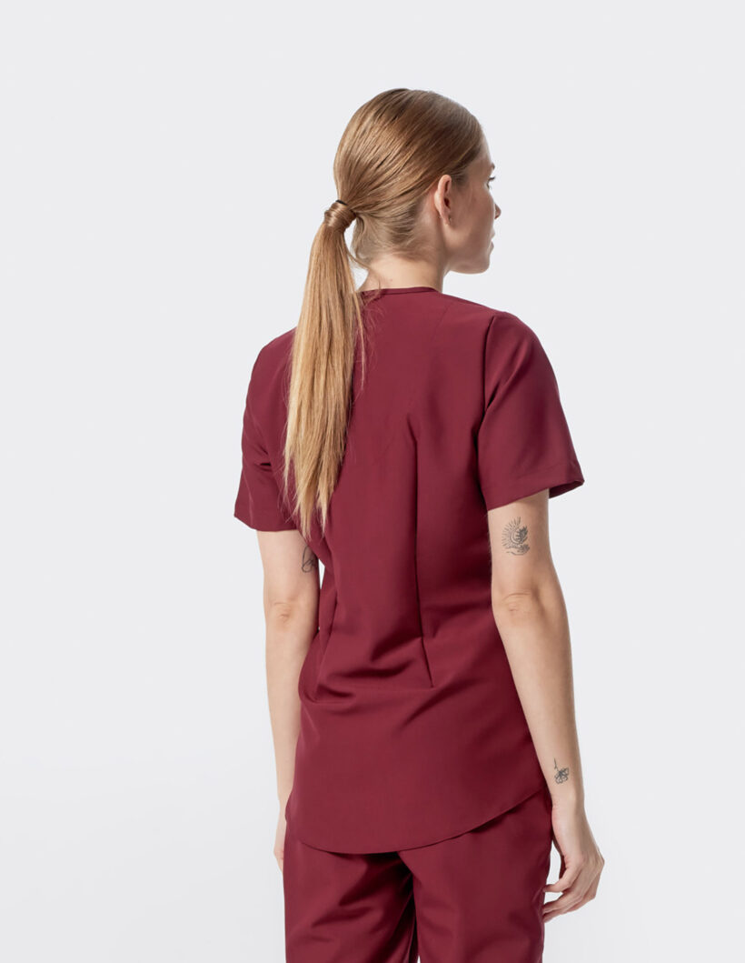 Bluza medyczna damska soft Bordo - obrazek 2