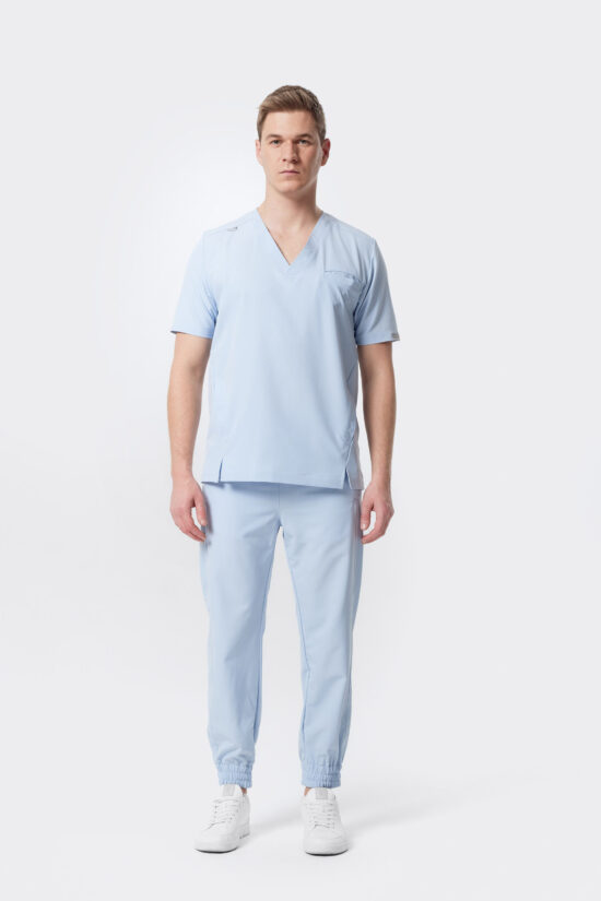 Spodnie medyczne Jogger męskie premium Baby blue