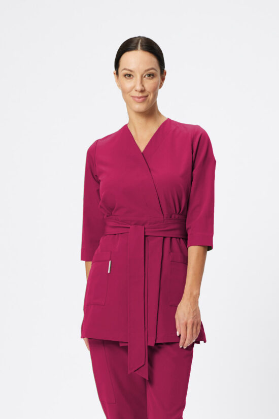 Tunika kopertowa damska Soft+ Plum Red