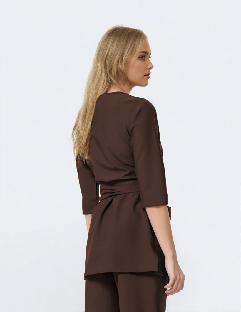 Tunika kopertowa damska Soft+ Choco - obrazek 2