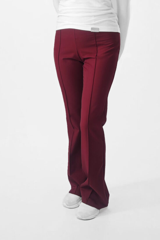 Spodnie medyczne damskie Flare Bordo