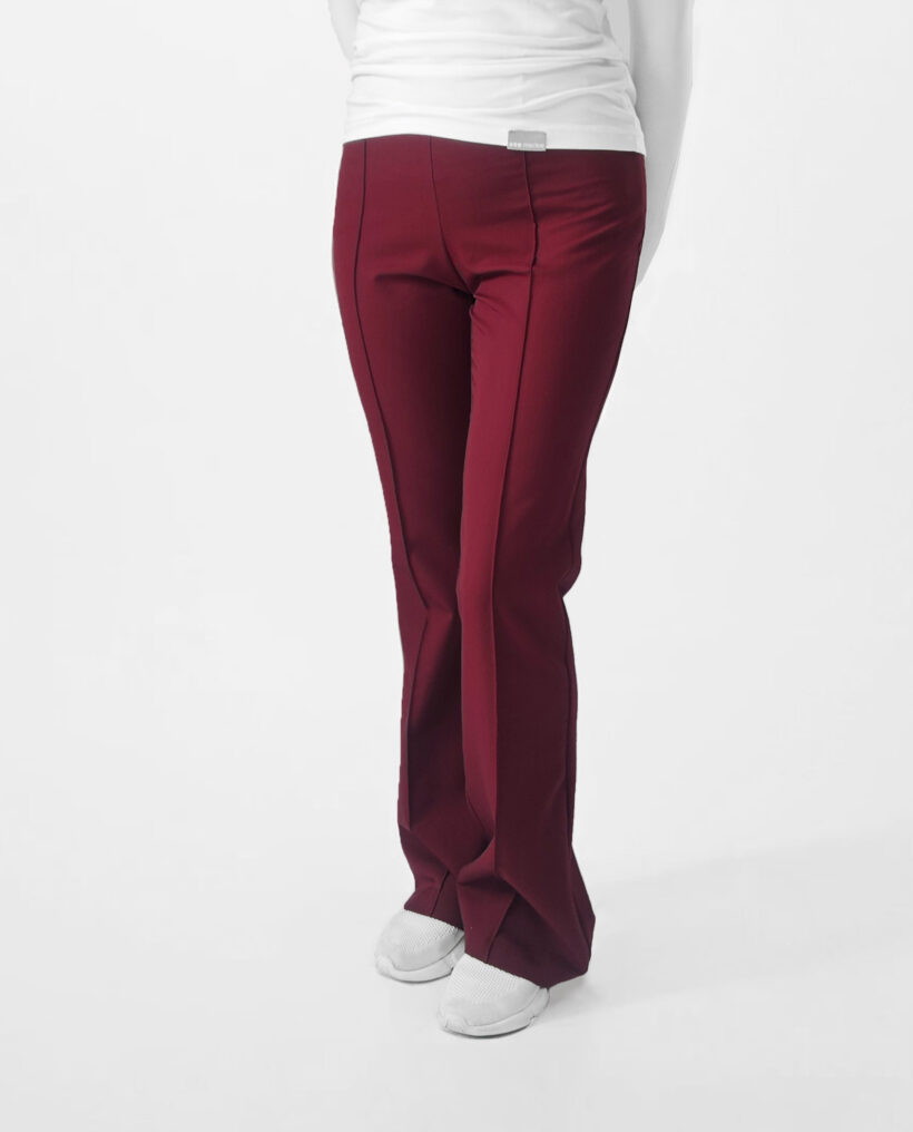 Spodnie medyczne damskie Flare Bordo