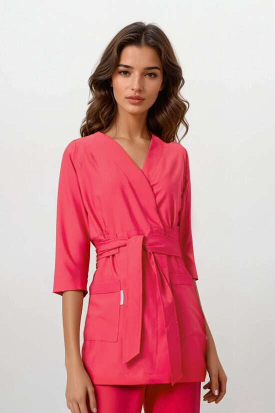 Tunika kopertowa damska Soft+ Salmon Pink