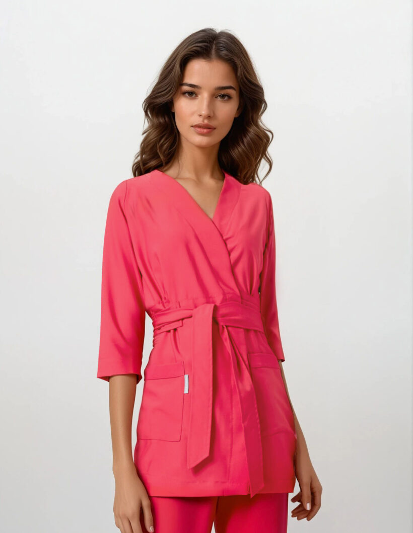 Tunika kopertowa damska Soft+ Salmon Pink