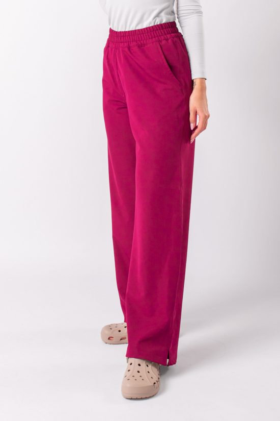 Spodnie medyczne damskie Wide Leg Amarant