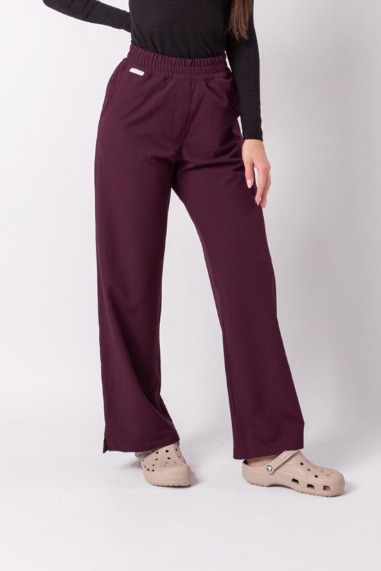 Spodnie medyczne damskie Wide Leg Black Cherry