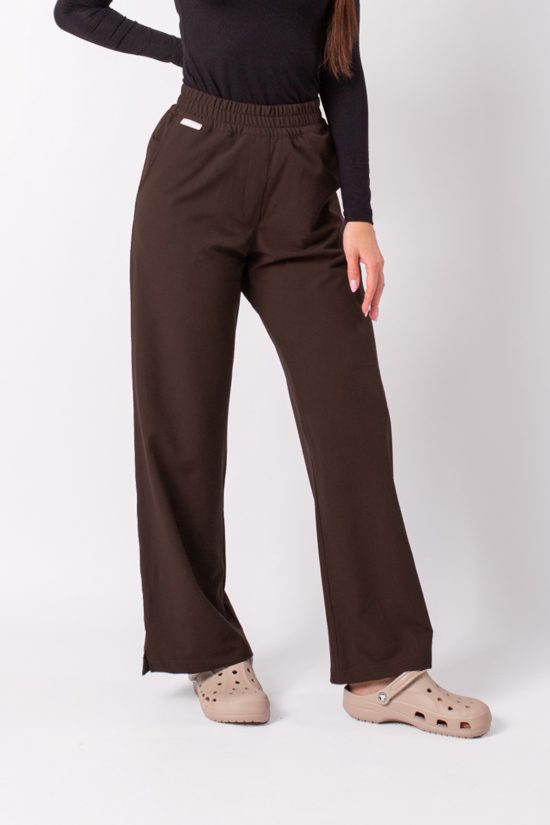 Spodnie medyczne damskie Wide Leg Choco