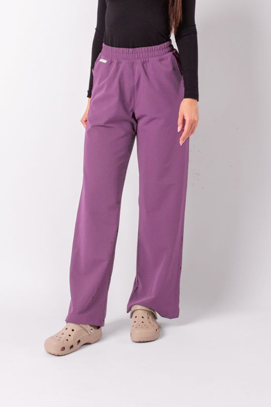 Spodnie medyczne damskie Wide Leg Wild Berry